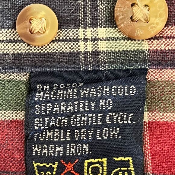 Woods &‎ Gray Shirt Mens M Red Plaid Linen Blend Short Sleeve Button Down Top - Picture 9 of 10